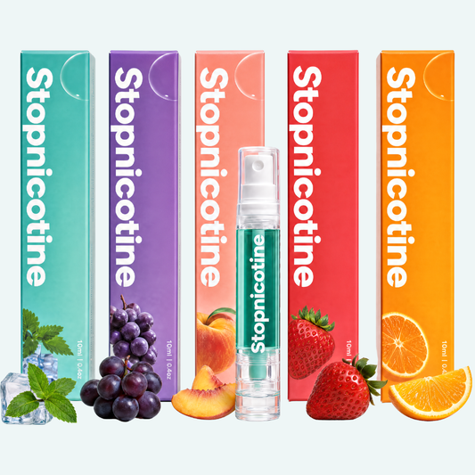 StopNicotine Smile - Fresh breath seconds after smoking | 5 Flavors | 10ml & 150+ Sprays